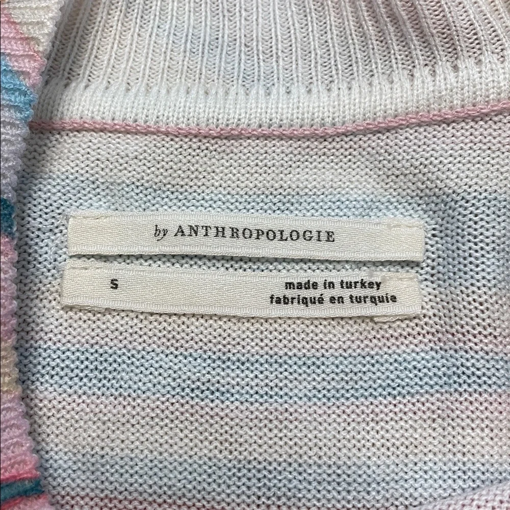 Anthropologie Short Sleeve Sweater Small Multicolor Swirl Marble Print Crewneck - Picture 12 of 16